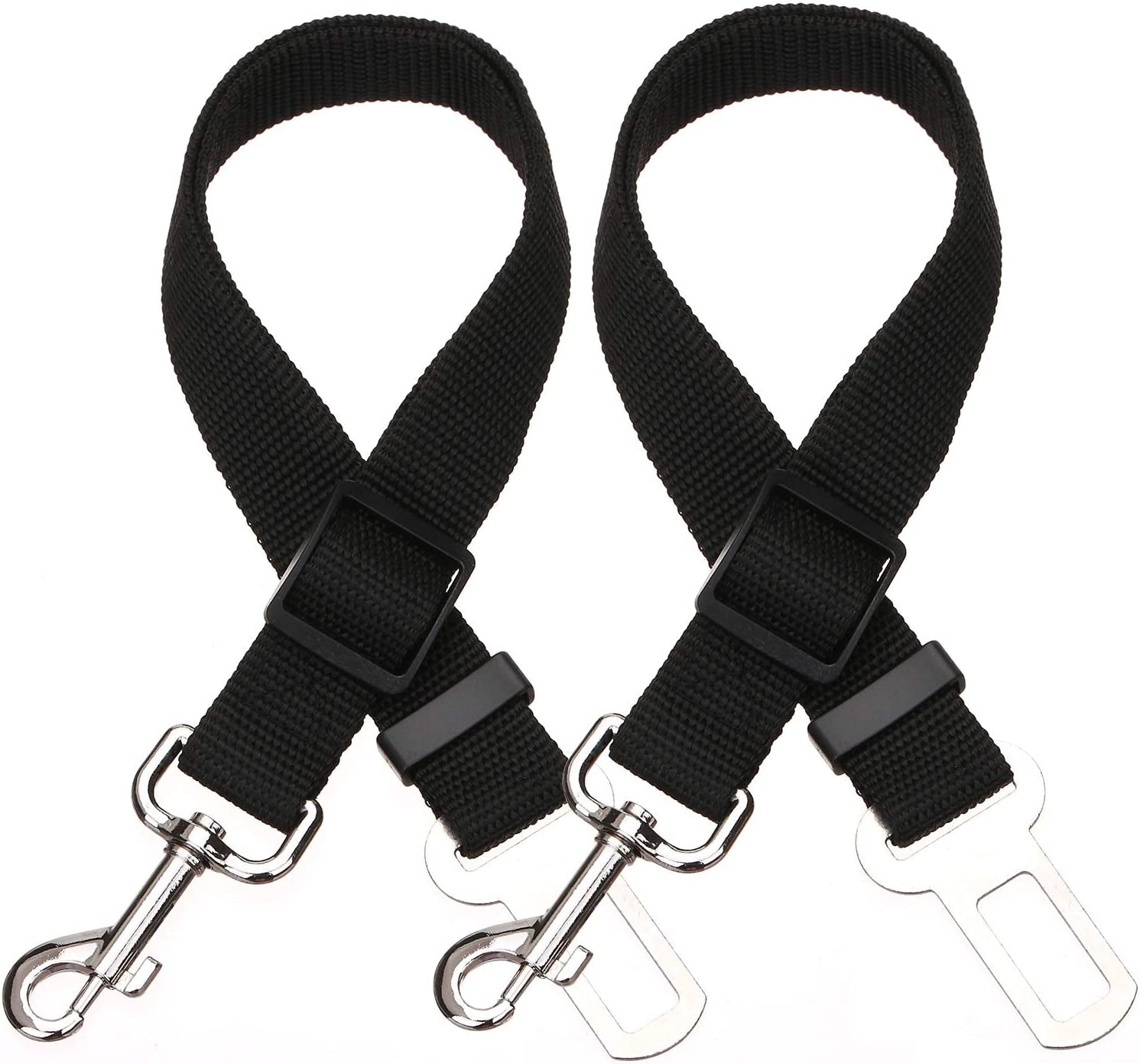 Elisel Elisel 2 Packs Adjustable Length Pet Dog Cat Car Seat Belt Pet Seat Belt Pet Accessories for Dogs Cats and Pets (Black)