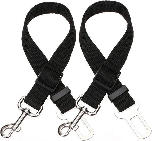 Elisel Elisel 2 Packs Adjustable Length Pet Dog Cat Car Seat Belt Pet Seat Belt Pet Accessories for Dogs Cats and Pets (Black)