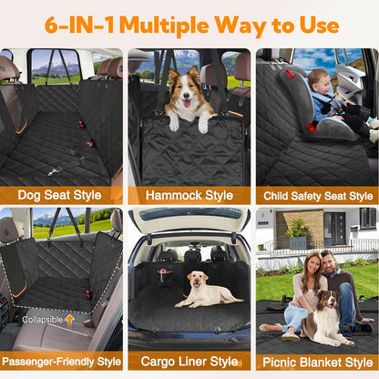 Kytely Dog Car Seat Cover for Back Seat,600D Heavy Duty Dog Hammock for Car with Side Flap,100% Waterproof Pet Backseat Cover, Anti-Scratch Nonslip Pet Seat Protector for Cars Trucks and SUV