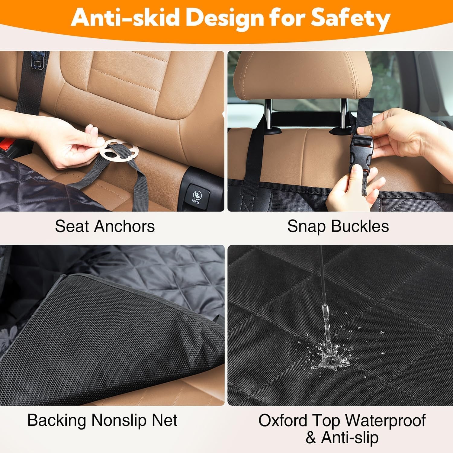 Kytely Dog Car Seat Cover for Back Seat,600D Heavy Duty Dog Hammock for Car with Side Flap,100% Waterproof Pet Backseat Cover, Anti-Scratch Nonslip Pet Seat Protector for Cars Trucks and SUV